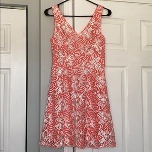 Peach Dress with White Flower Accents